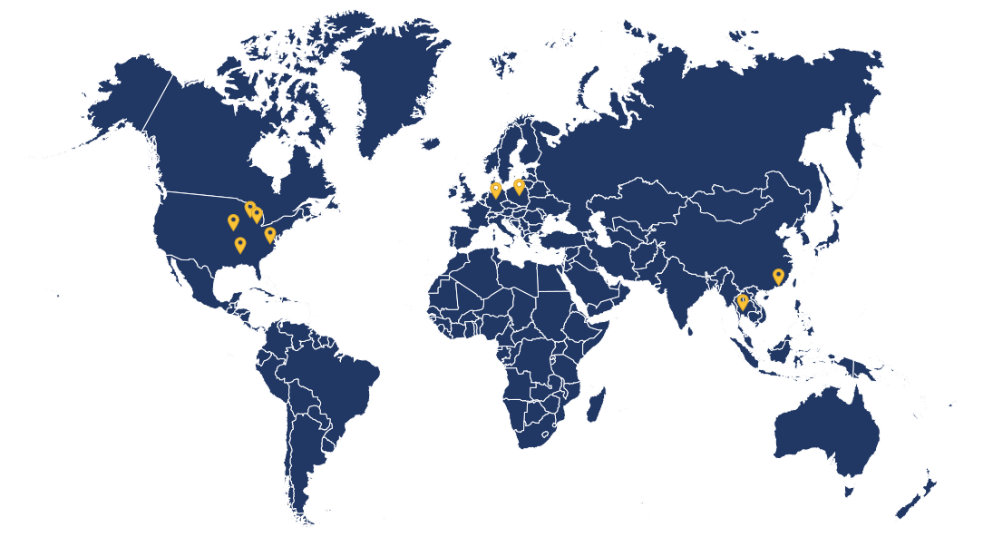 World Map with shipping locations